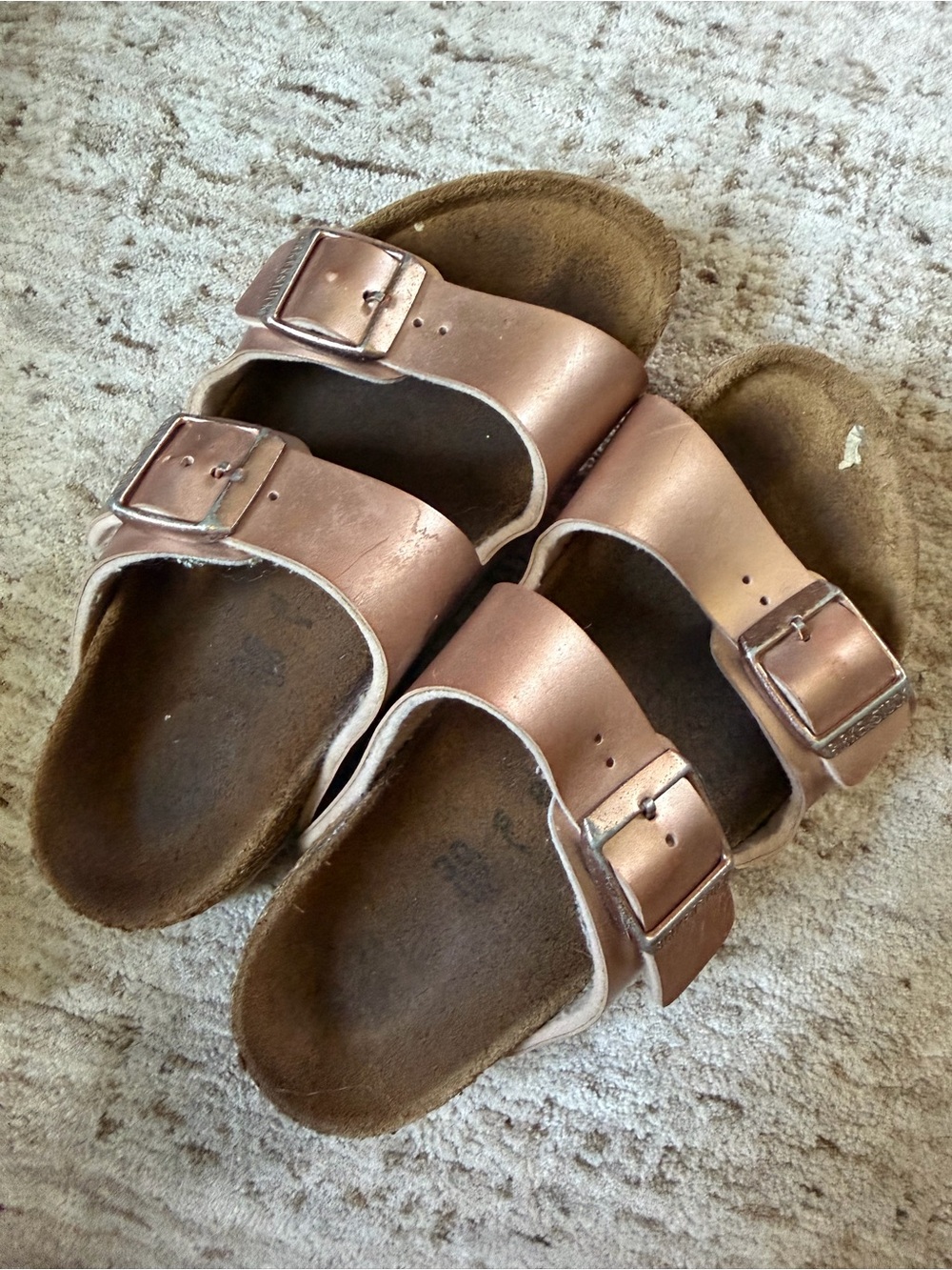 30 - Kids Birkenstocks Metallic Rose Gold Double-Buckle Kids Sandals